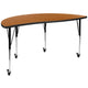 Oak |#| 2 Piece Mobile 60inch Circle Flexible Oak Adjustable Activity Table Set