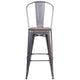 30inch High Clear Coated Barstool with Back and Wood Seat
