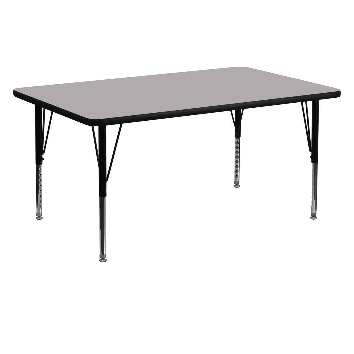 Gray |#| 30inchW x 60inchL Rectangular Grey HP Laminate Activity Table - Height Adjustable Legs