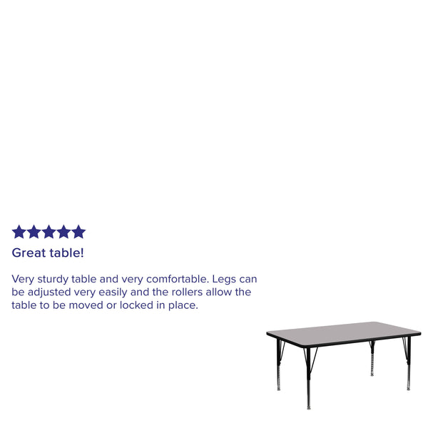 Gray |#| 30inchW x 72inchL Rectangular Grey Thermal Laminate Adjustable Activity Table