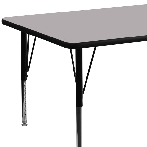 Gray |#| 30inchW x 72inchL Rectangular Grey Thermal Laminate Adjustable Activity Table