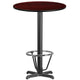 Mahogany |#| 30inch Round Mahogany Laminate Table Top & 22inchx 22inch Bar Height Base with Foot Ring