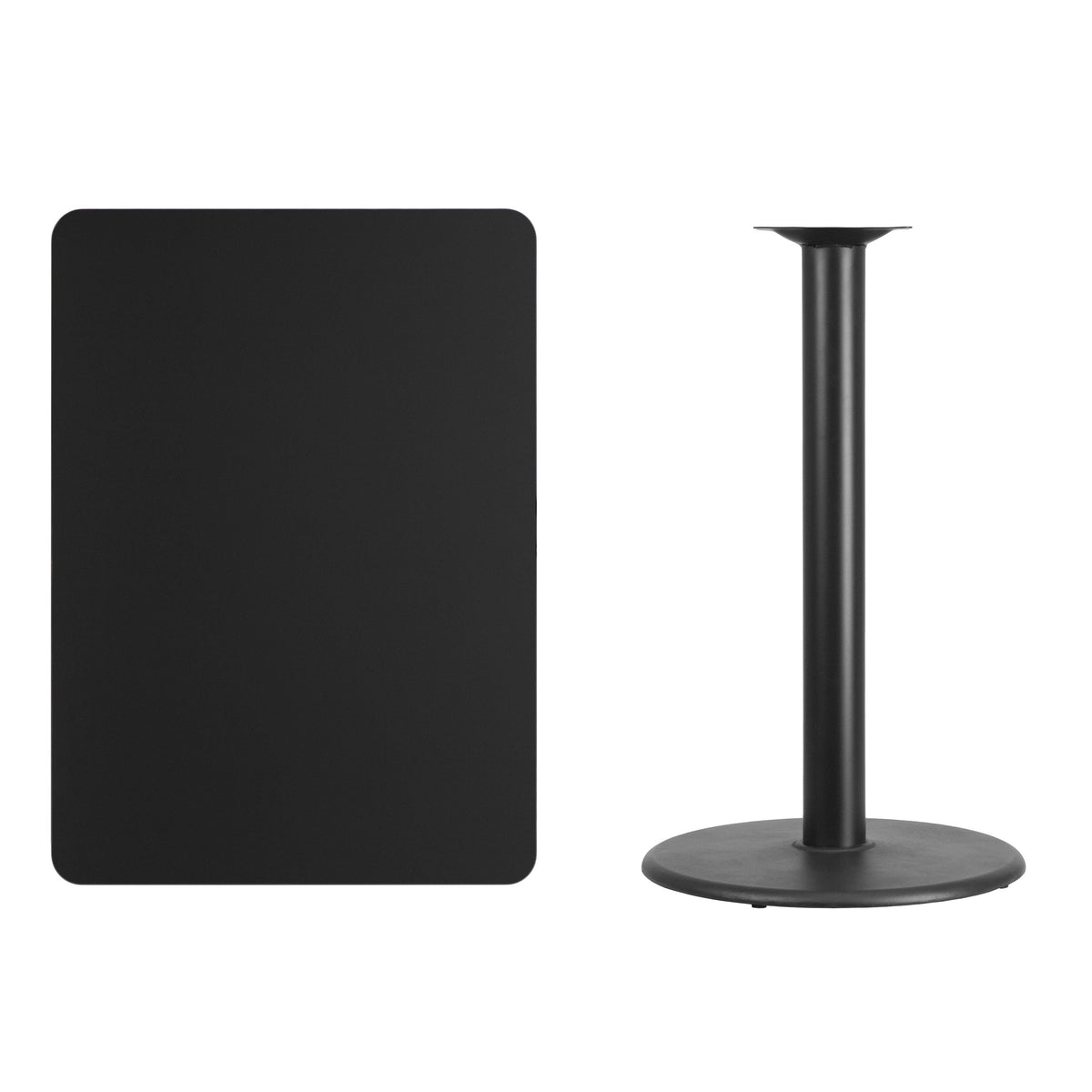 Black |#| 30inch x 42inch Rectangular Black Laminate Table Top & 24inch RD Bar Height Table Base