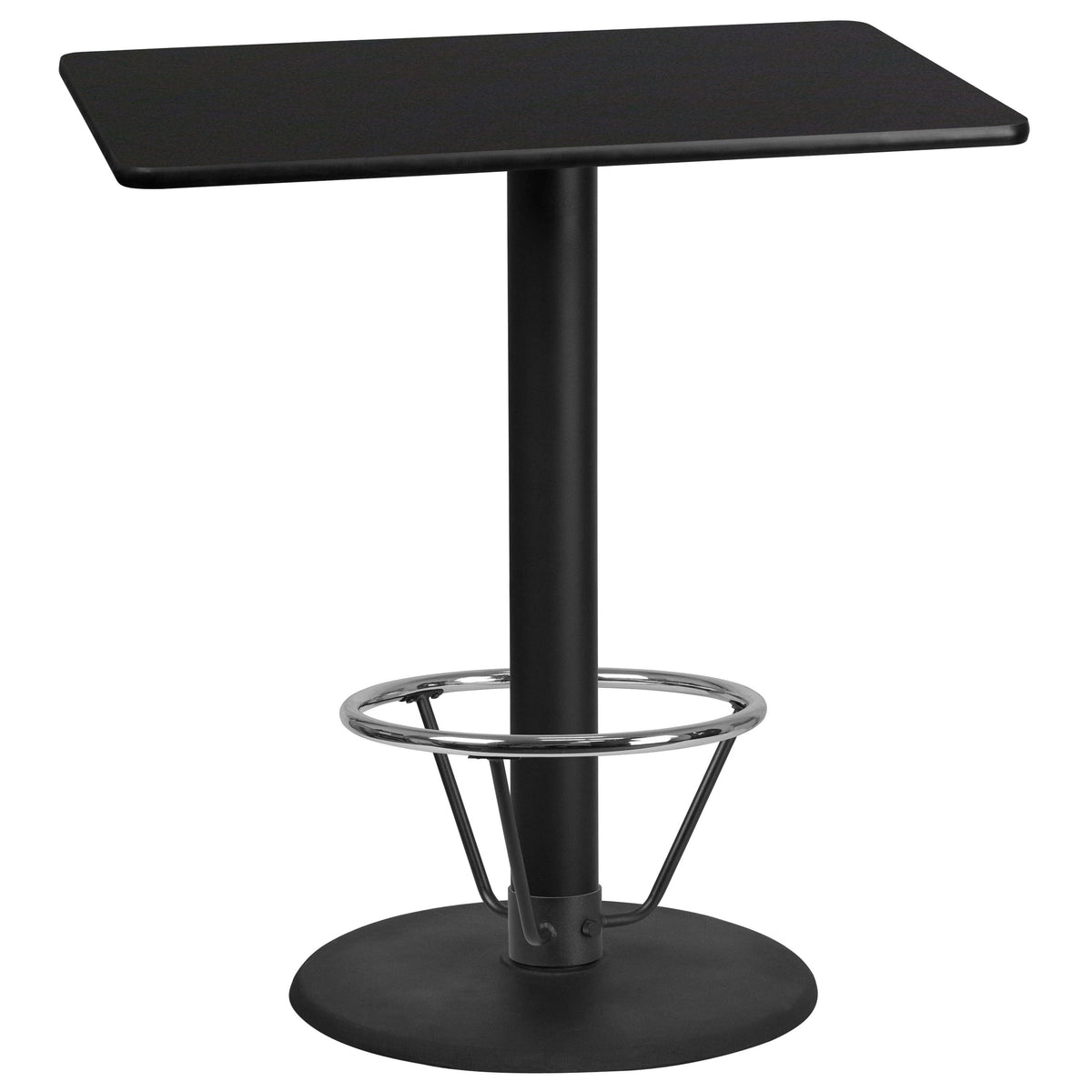 Black |#| 30inch x 42inch Rectangular Black Laminate Table Top & 24inch RD Bar Height Table Base