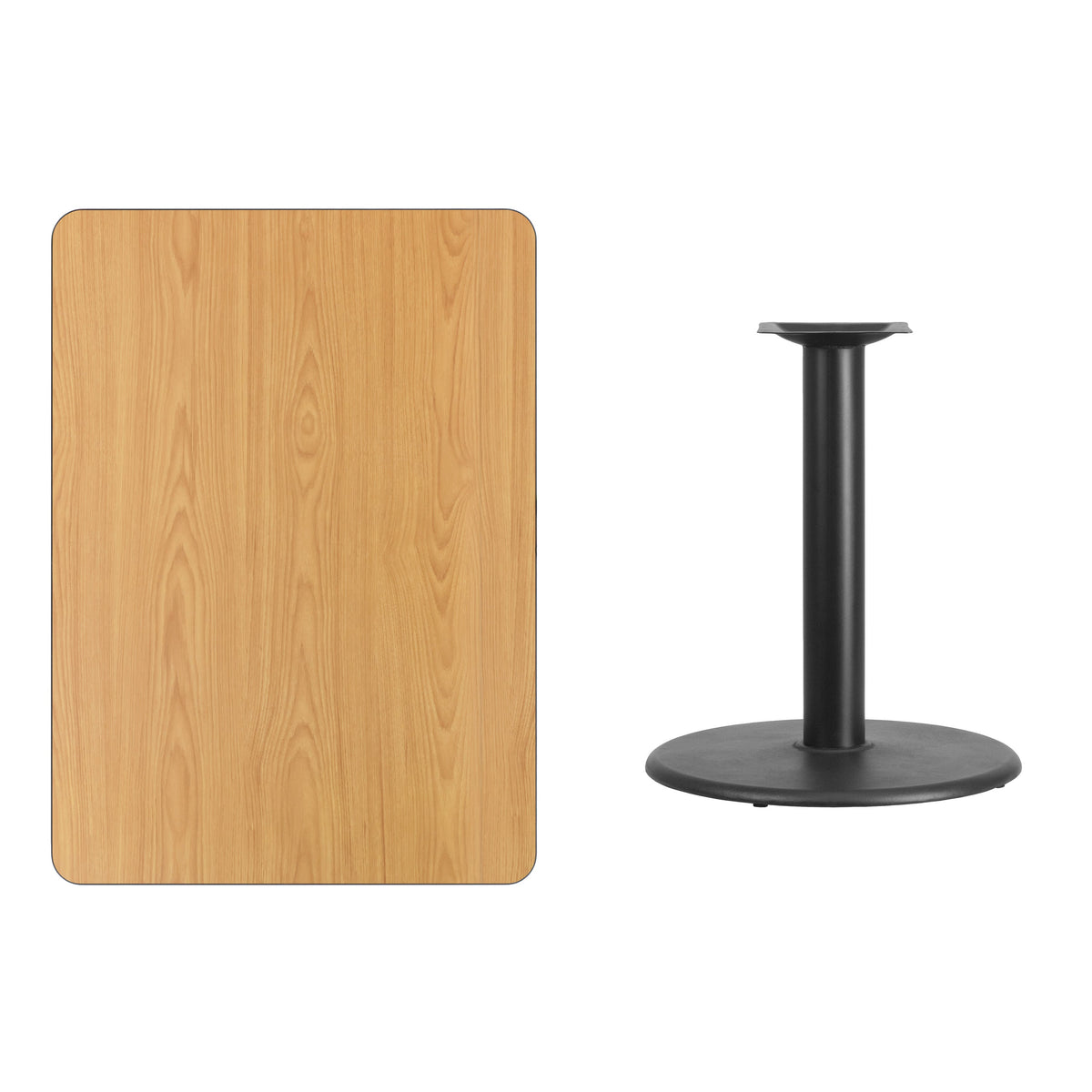 Natural |#| 30inch x 42inch Natural Laminate Table Top with 24inch Round Table Height Base