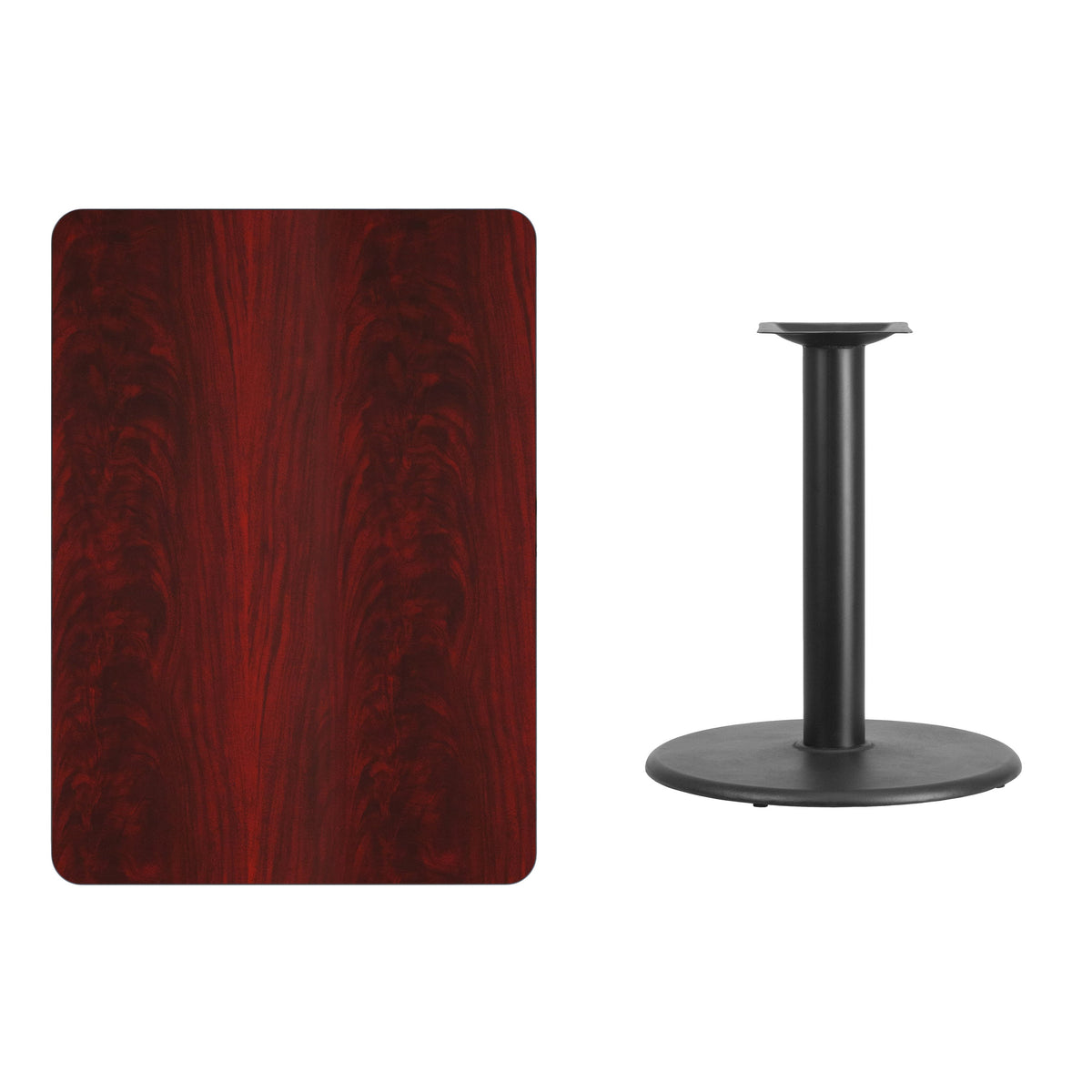 Mahogany |#| 30inch x 42inch Mahogany Laminate Table Top with 24inch Round Table Height Base