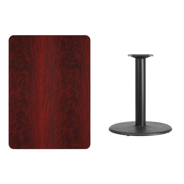Walnut |#| 30inch x 42inch Rectangular Walnut Laminate Table Top & 24inch Round Table Height Base
