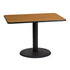 30'' x 42'' Rectangular Laminate Table Top with 24'' Round Table Height Base