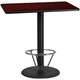 Mahogany |#| 30inch x 48inch Mahogany Laminate Table Top & 24inch Round Bar Height Base with Foot Ring