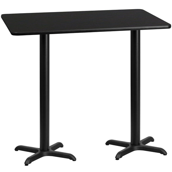 Black |#| 30inch x 60inch Rectangular Black Laminate Table Top & 22x22 Bar Height Table Bases