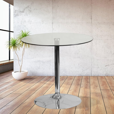 31.5'' Round Glass Table with 29''H Chrome Base - View 2