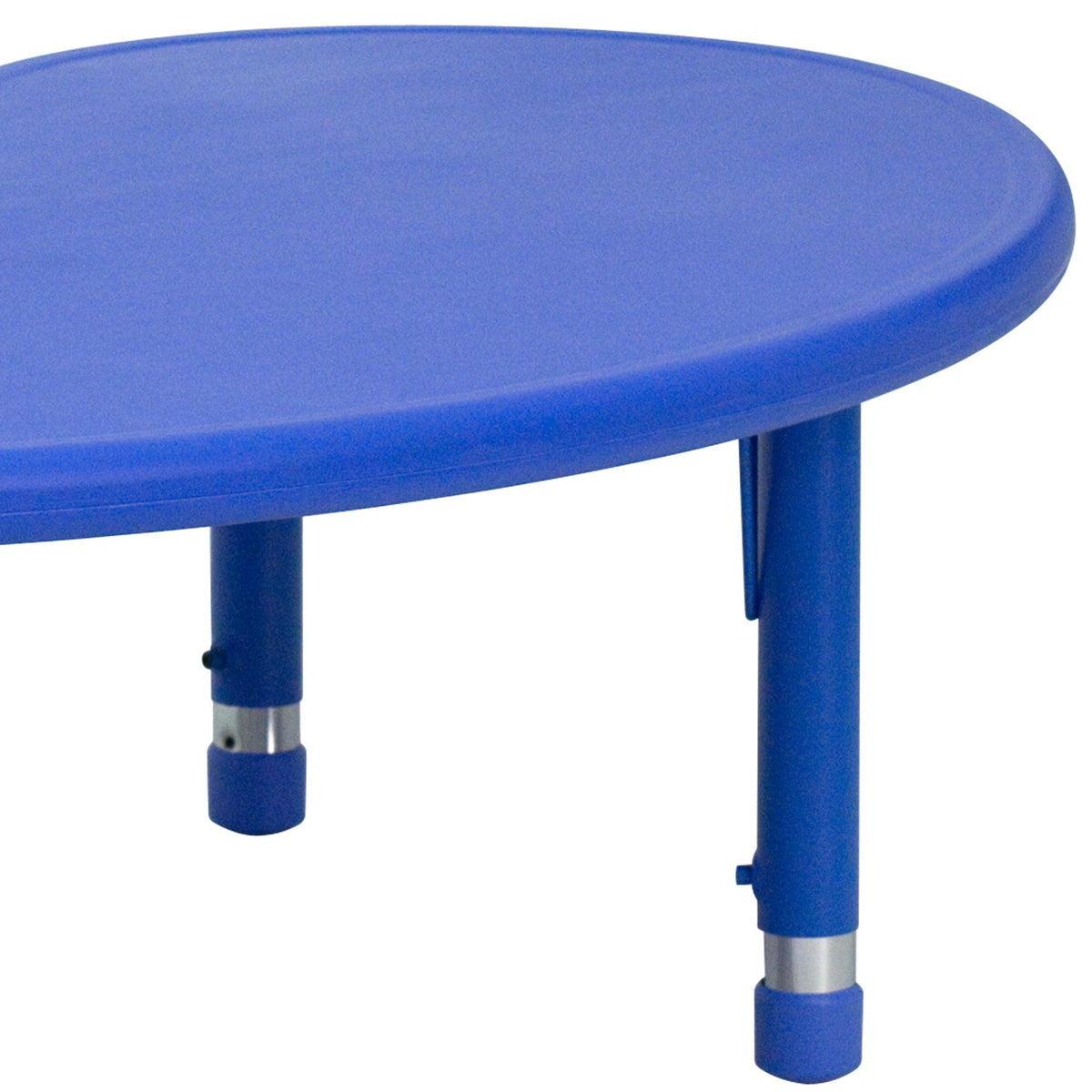Blue |#| 35inchW x 65inchL Half-Moon Blue Plastic Height Adjustable Activity Table