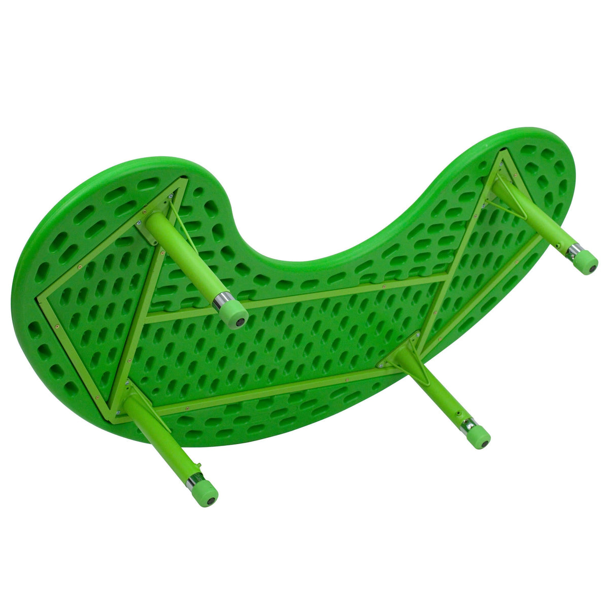 Green |#| 35inchW x 65inchL Half-Moon Green Plastic Height Adjustable Activity Table