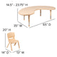 Natural |#| 35inchW x 65inchL Half-Moon Natural Plastic Adjustable Activity Table Set - 4 Chairs