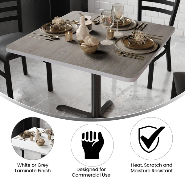 White/Gray |#| 36inch Square Table Top with White or Gray Reversible Laminate Top