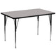 Gray |#| 36inchW x 72inchL Rectangular Grey HP Laminate Activity Table - Height Adjustable Legs