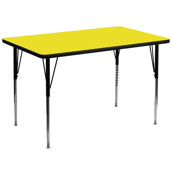 Yellow |#| 36inchW x 72inchL Rectangular Yellow HP Laminate Adjustable Activity Table