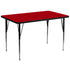 36''W x 72''L Rectangular Thermal Laminate Activity Table - Standard Height Adjustable Legs