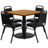 36'' Square Laminate Table Set with Round Base and 4 Trapezoidal Back Banquet Chairs