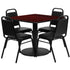 36'' Square Laminate Table Set with Round Base and 4 Trapezoidal Back Banquet Chairs