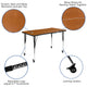 Oak |#| 3 Piece Mobile 76inch Oval Wave Flexible Oak Adjustable Activity Table Set