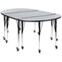 3 Mobile Piece 76" Oval Wave Flexible Grey Thermal Laminate Activity Table Set - Standard Height Adjustable Legs