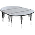 3 Piece 76" Oval Wave Flexible Grey Thermal Laminate Activity Table Set - Height Adjustable Short Legs