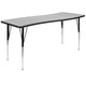 Grey |#| 3 Piece 86inch Oval Wave Flexible Grey Adjustable Activity Table Set