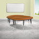 Oak |#| 3 Piece 86inch Oval Wave Flexible Oak Adjustable Activity Table Set