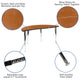 Oak |#| 3 Piece 86inch Oval Wave Flexible Oak Adjustable Activity Table Set