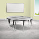 Grey |#| 3 Piece 86inch Oval Wave Flexible Grey Adjustable Activity Table Set