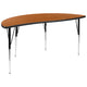 Oak |#| 3 Piece 86inch Oval Wave Flexible Oak Adjustable Activity Table Set