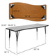 Grey |#| 3 Piece 86inch Oval Wave Flexible Grey Adjustable Activity Table Set
