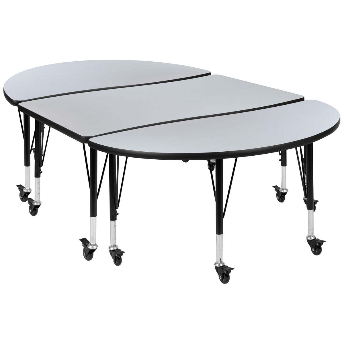 Grey |#| 3PC Mobile 76inch Oval Wave Flexible Grey Kids Adjustable Activity Table Set