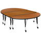 Oak |#| 3PC Mobile 86inch Oval Wave Flexible Oak Kids Adjustable Activity Table Set