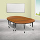 Oak |#| 3PC Mobile 86inch Oval Wave Flexible Oak Kids Adjustable Activity Table Set
