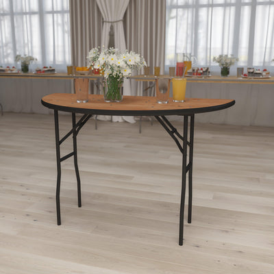 4-Foot Half-Round Wood Folding Banquet Table