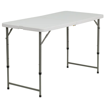 4-Foot Height Adjustable Bi-Fold Plastic Folding Table