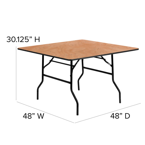 4-Foot Square Wood Folding Banquet Table - Event & Catering Table