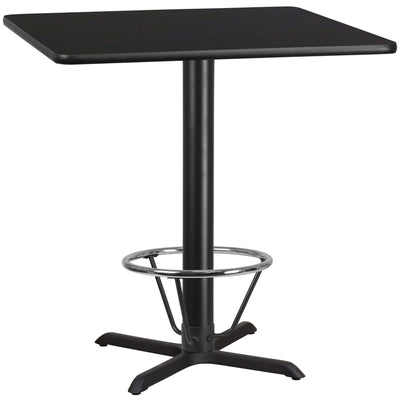 42'' Square Laminate Table Top with 33'' x 33'' Bar Height Table Base and Foot Ring