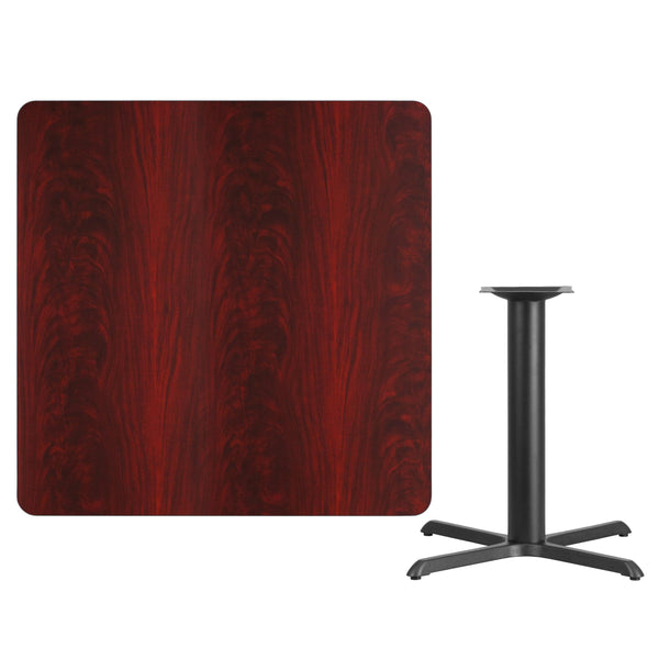 Black |#| 42inch Square Black Laminate Table Top with 33inch x 33inch Table Height Base