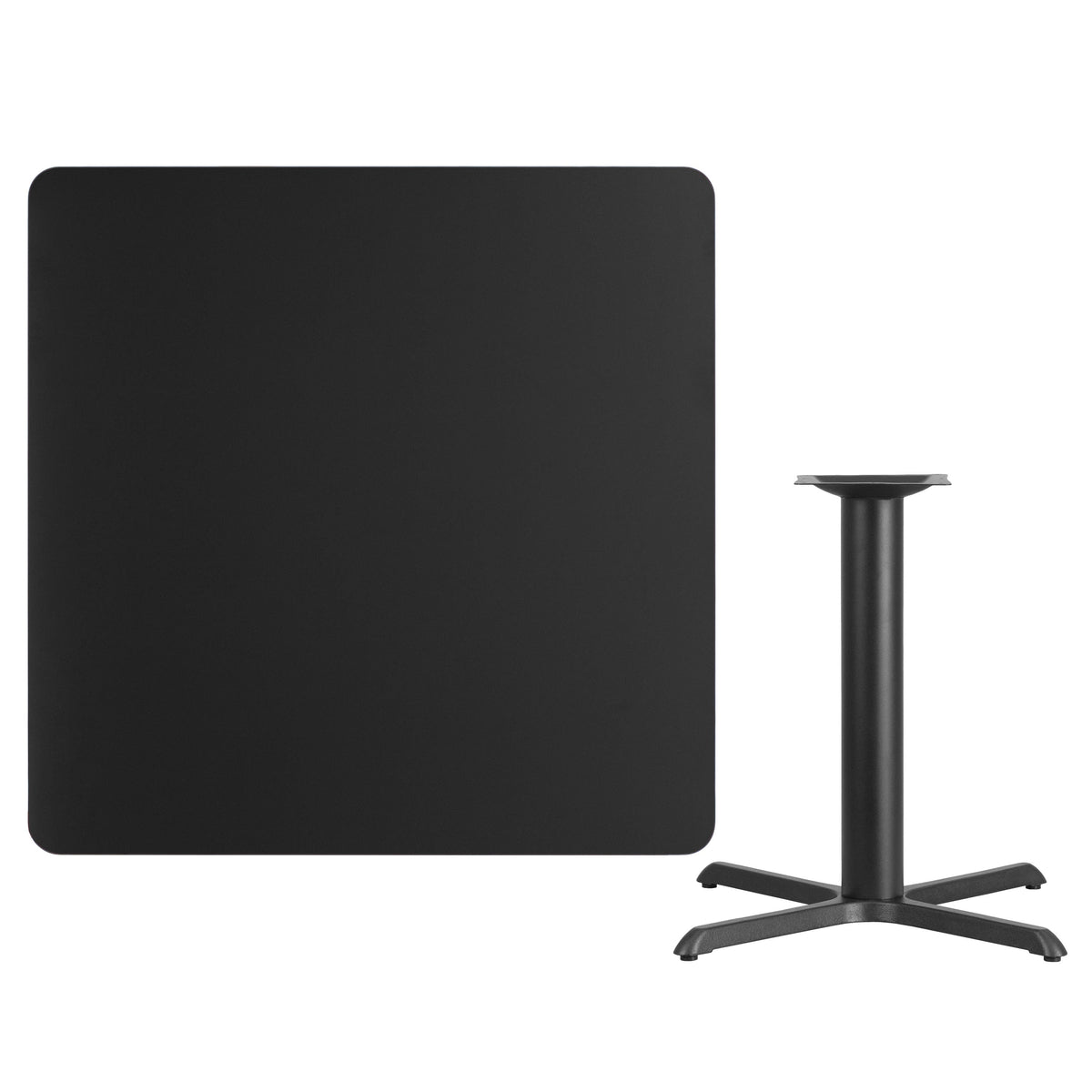 Black |#| 42inch Square Black Laminate Table Top with 33inch x 33inch Table Height Base