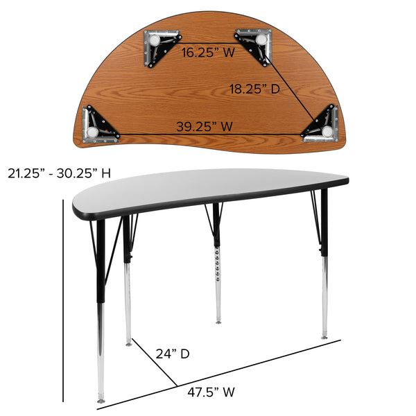 Grey |#| 47.5inch Circle Wave Activity Table Set with 16inch Student Stack Chairs, Grey/Black