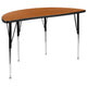 Oak |#| 47.5inch Circle Wave Activity Table Set with 18inch Student Stack Chairs, Oak/Black