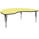 Yellow |#| 48inchW x 72inchL Kidney Yellow Thermal Laminate Adjustable Activity Table