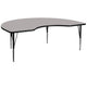 Gray |#| 48inchW x 96inchL Kidney Grey HP Laminate Activity Table - Height Adjustable Legs