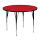 Red |#| 48inch Round Red HP Laminate Activity Table - Standard Height Adjustable Legs