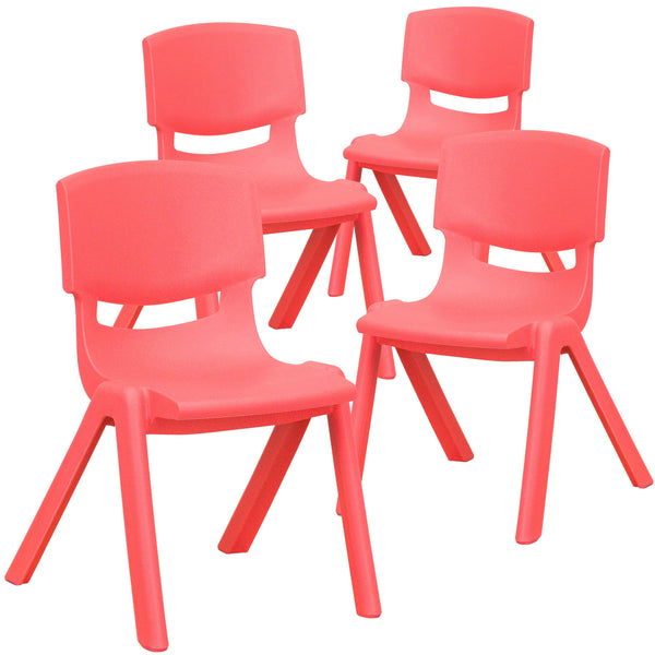 Red |#| 4 Pack Red Plastic Stack School Chair with 12inch Seat Height - Kids Chair