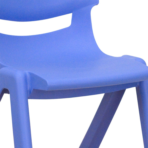 Blue |#| 4 Pack Blue Plastic Stack School Chair with 12inch Seat Height - Kids Chair