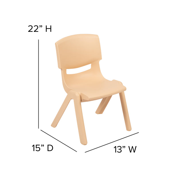 Natural |#| 4 Pack Natural Plastic Stack School Chair with 12inch Seat Height - Kids Chair